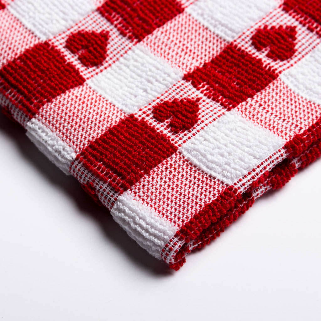 Set of 3 Red Heart Tea Towels