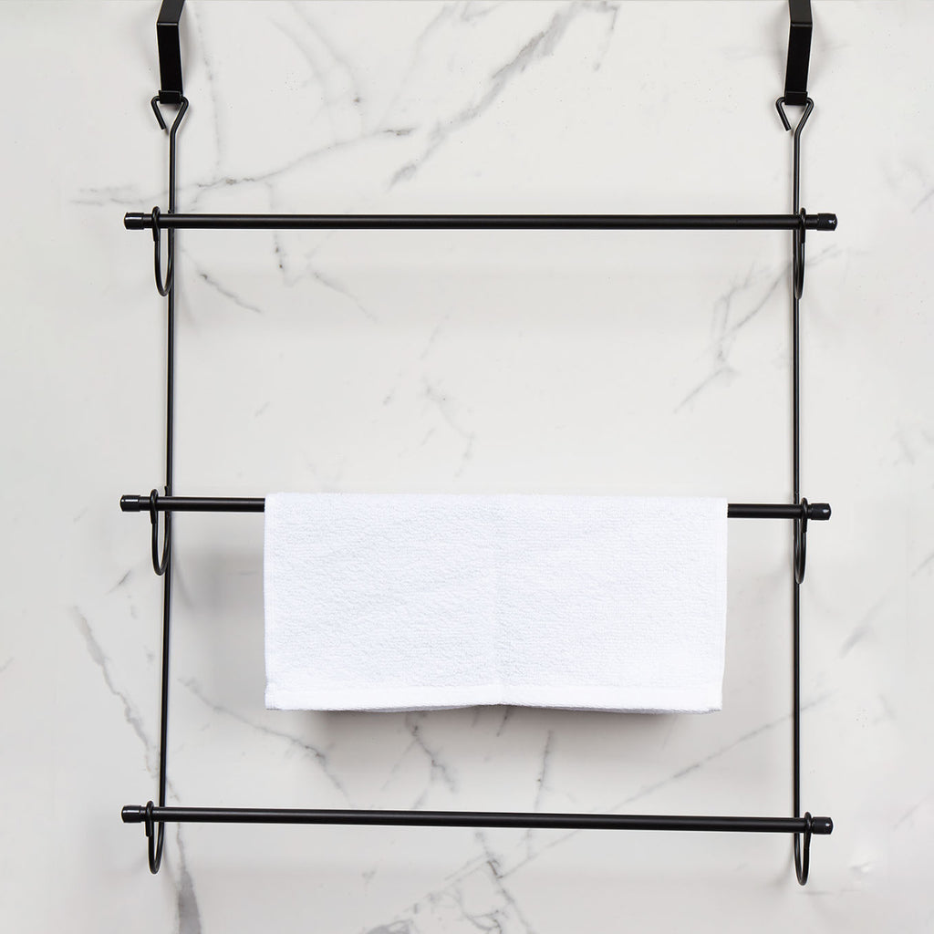 Matte Black 3 Tier Over The Door Towel Rail