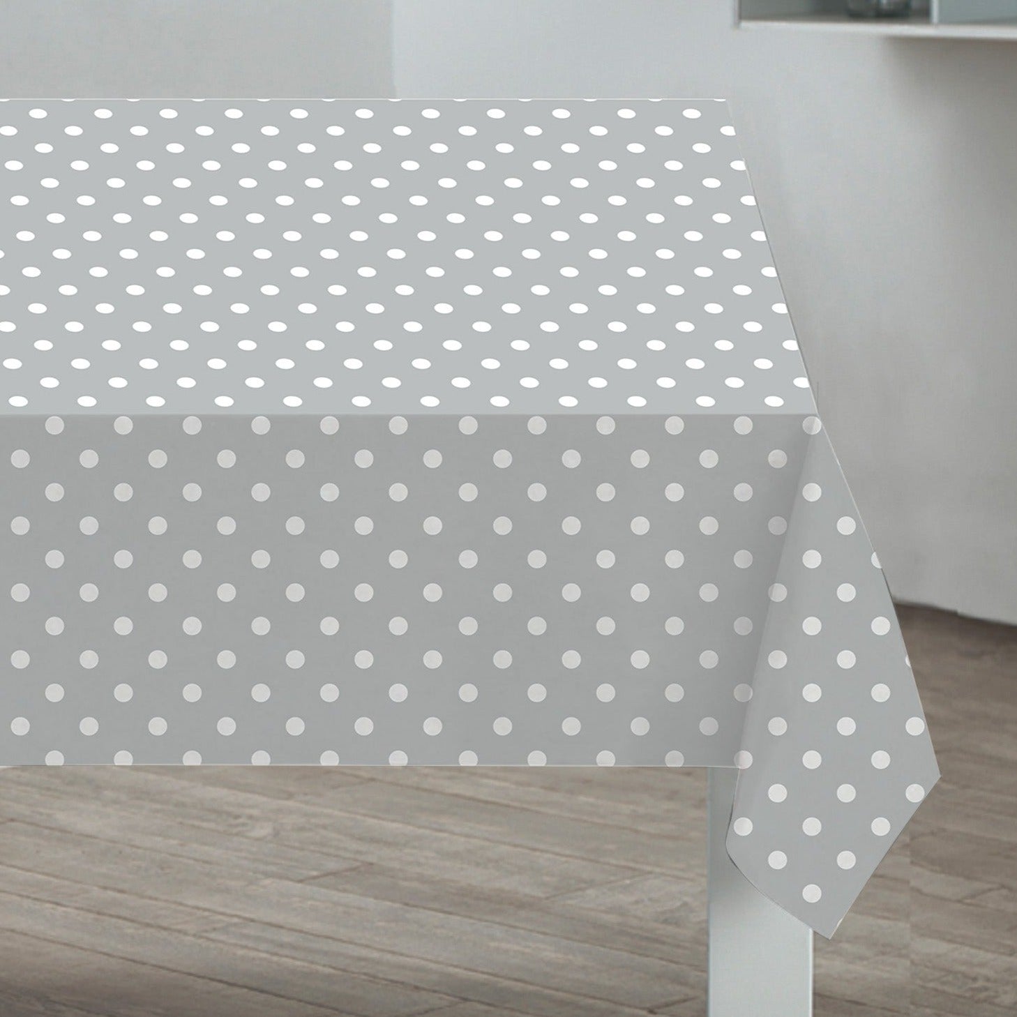 Grey Polka Dot PVC Tablecloth