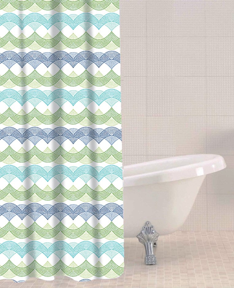 Waves PEVA Shower Curtain