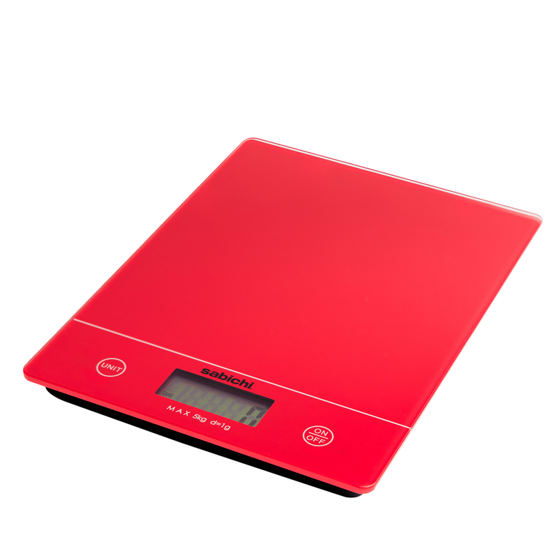 Red Digital 5kg Slim Line Kitchen Scales