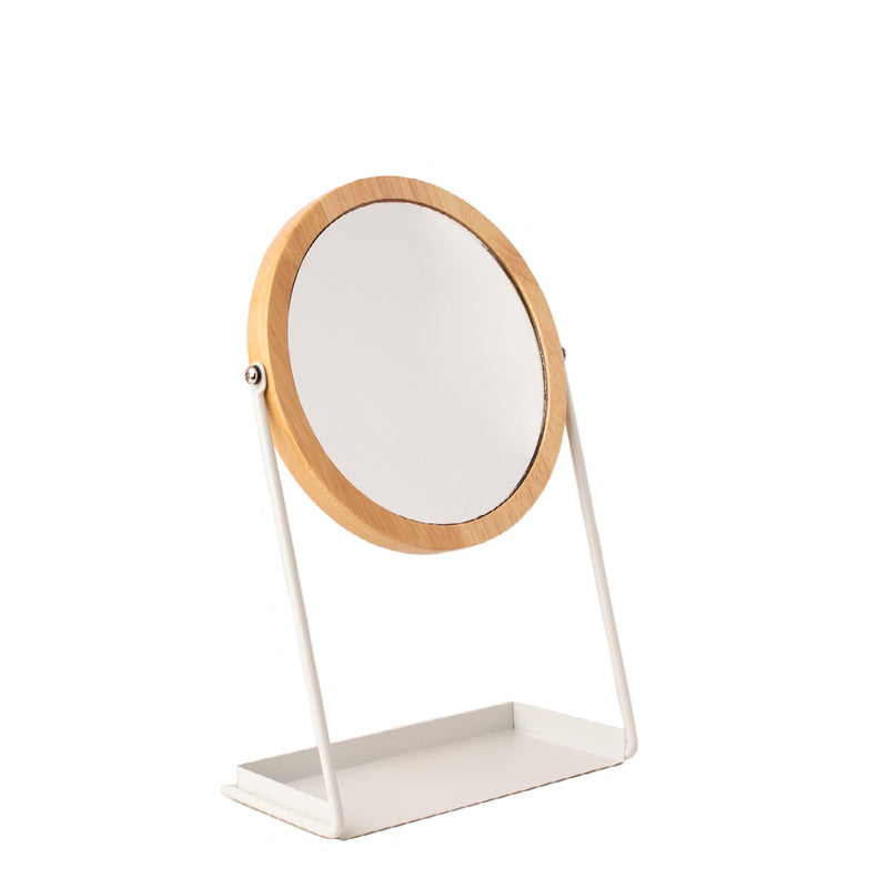White & Bamboo Tall Swivel Mirror