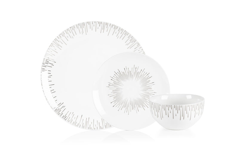Sabichi 12pc Silver Sunburst Dinner Set