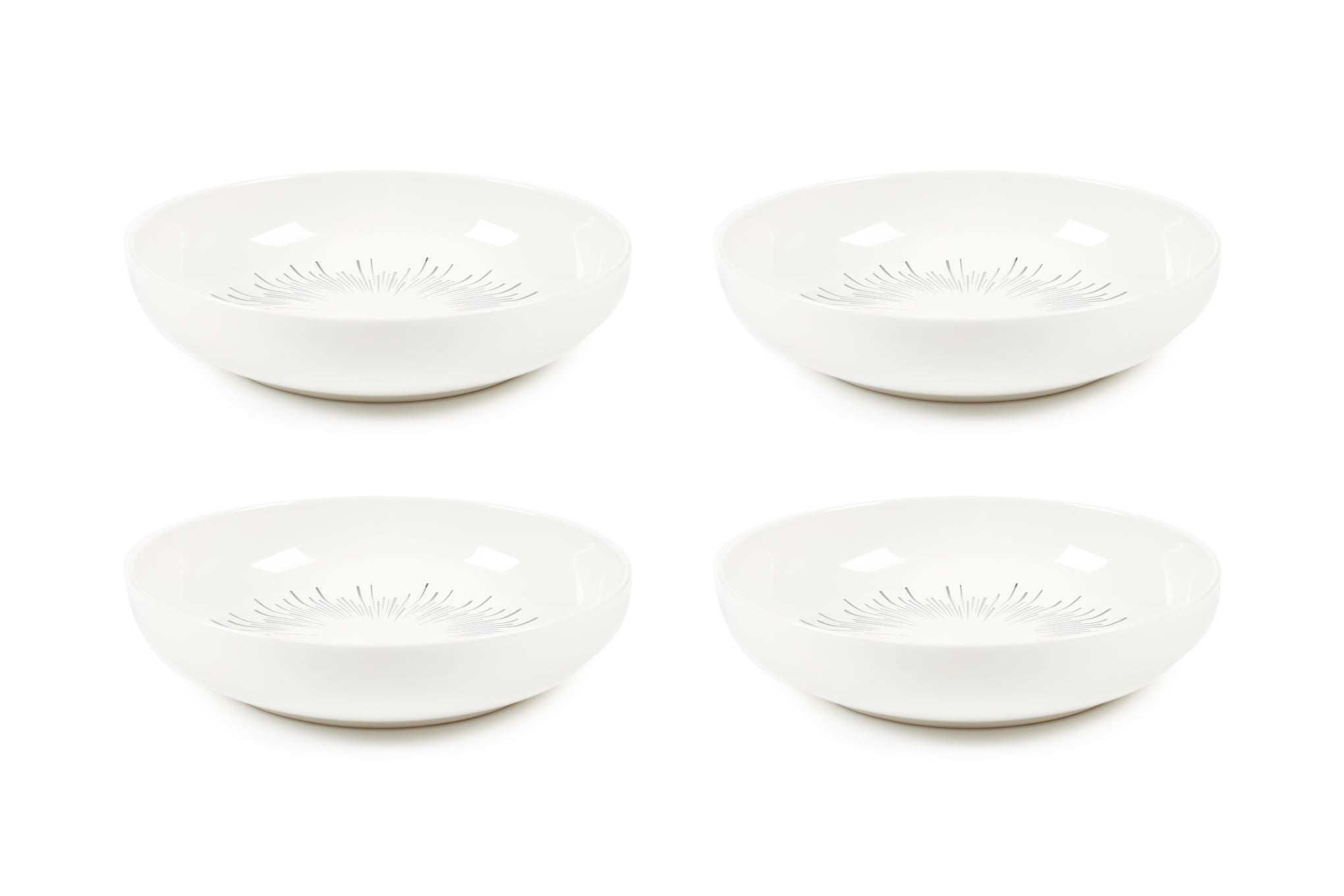 Sabichi 4pc Silver Sunburst Pasta Bowls