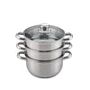 18cm Essential Stainless Steel Steamer with Glass Lid